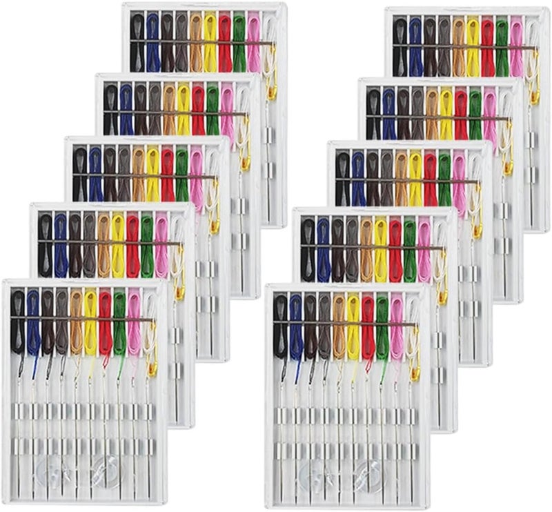 ZTEOFO 10 Boxes Quick Fix Sewing Kit, Easy Pre Threaded Needle Kit, Prethreaded Sewing Kits, Pre Threaded Needles, Pre-Threaded Needles, Needles and Thread Box, Needle and Thread Box, Fix Sewing Kit - Image 1